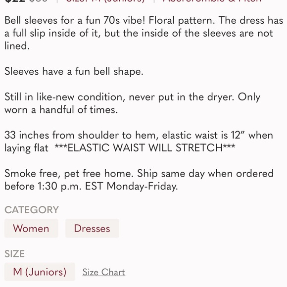 Abercrombie & Fitch Bell Sleeve Floral Dress - Picture 7 of 7